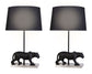 "Panther Noir" Resin Table Lamp (Set of 2) - Black Resin/Pn On Metal