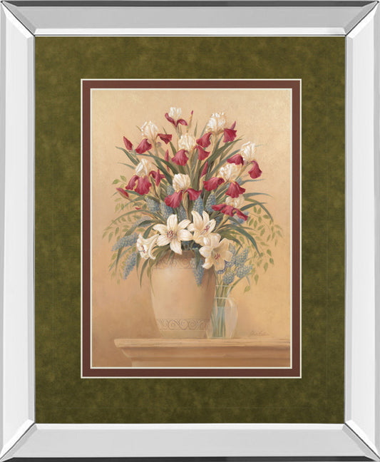 Classic Petal Il By Gloria Eriksen - Mirror Framed Print Wall Art - Beige