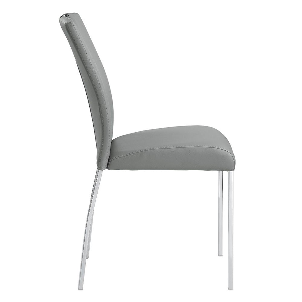 Pagan - Side Chair Set of 2) - Gray Synthetic Leather & Chrome