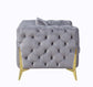 Jelanea - Loveseat With 2 Pillows - Gray Velvet & Gold