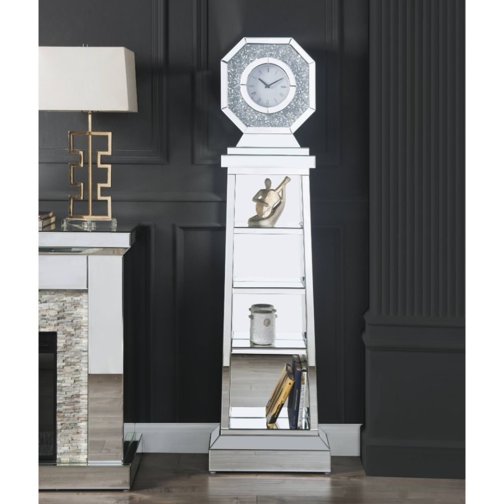 Noralie - 63" Grandfather Clock - Mirrored & Faux Diamonds