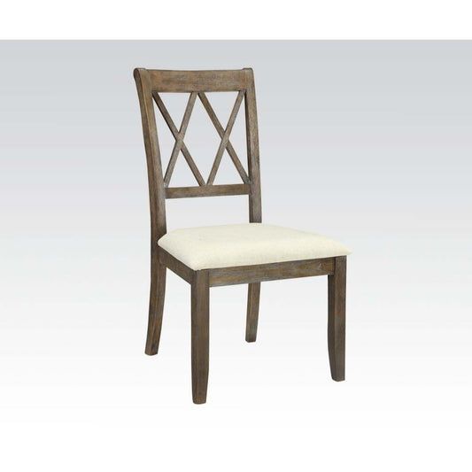 Claudia - Side Chair Set of 2) - Beige Linen & Salvage Brown