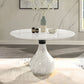 Koen - Round Dining Table, Engineering Marble Top - White & Black
