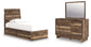Chirason - 3 Pc. - Twin Panel Bed With Storage, Dresser And Mirror - Brown