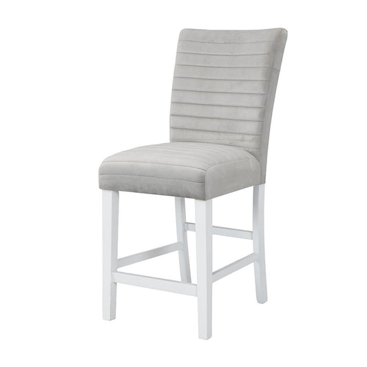 Elizaveta - Counter Height Chair Set of 2) - Gray Velvet &White High Gloss