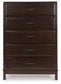 Vanmore - Five Drawer Chest - Dark Brown