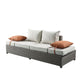 Salena - Patio Sofa With 2 Pillows & Ottoman - Beige Fabric & Gray Wicker