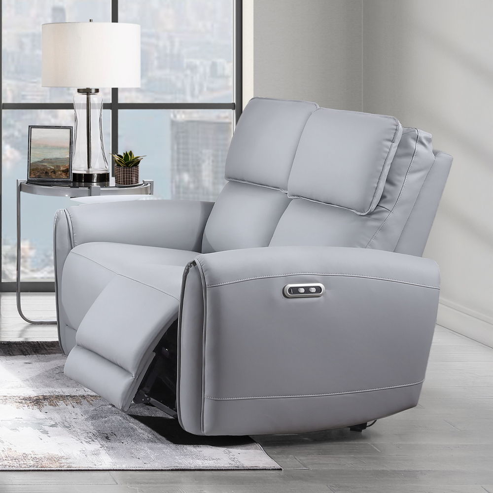Jeromie - Power Motion Loveseat With USB Port - Gray Synthetic Leather