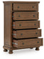 Zackaryn - Five Drawer Chest - Warm Brown