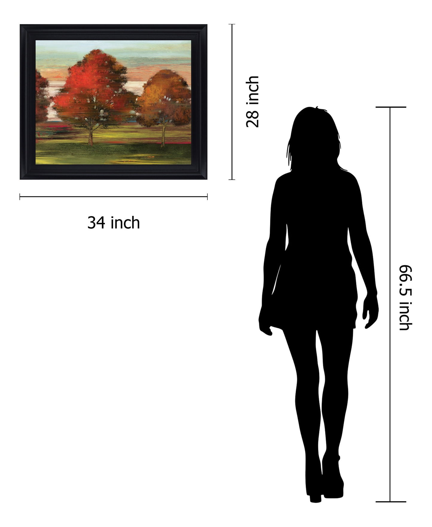 Crimson Grove - 28" x 34" Framed Wall Art - Orange
