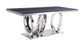 Nasir - Dining Table - Gray Printed Faux Marble Top & Mirrored Silver