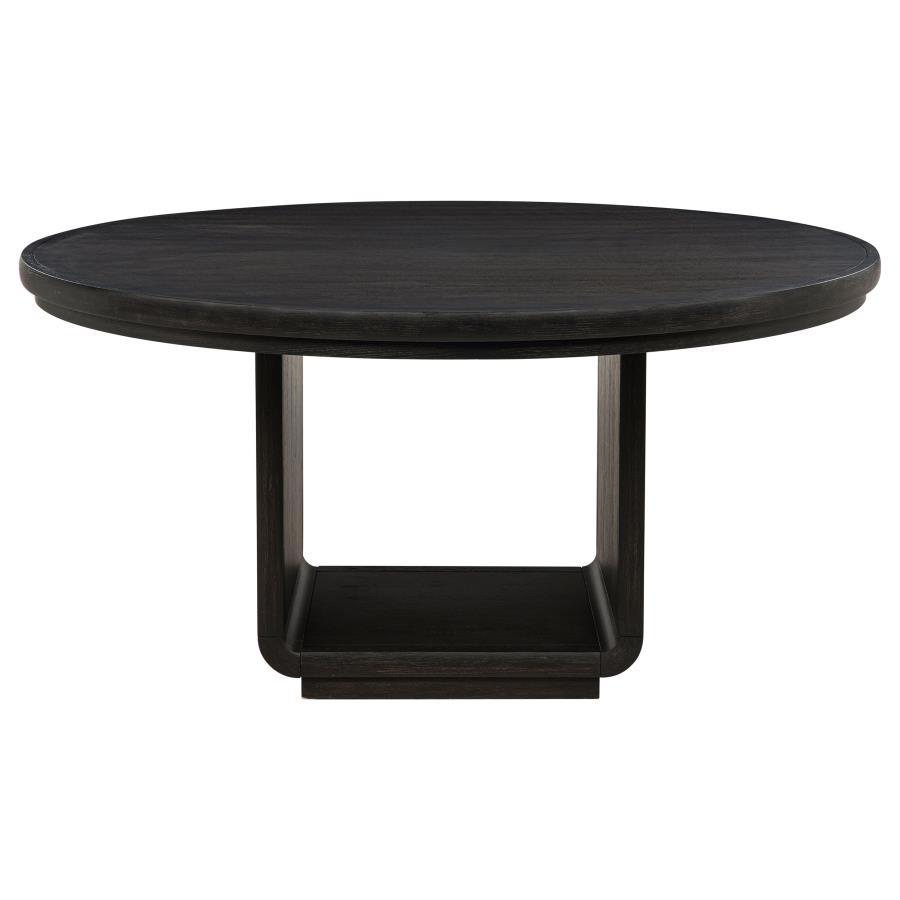 Leandro - 60" Round Dining Table - Burnished Black