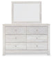 Paxberry - Dresser, Mirror - Medallion Drawer Pulls - Whitewash