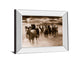 Running Horses By Monte Naglar - Mirror Framed Photo Print Wall Art - Dark Brown