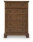 Zackaryn - Five Drawer Chest - Warm Brown