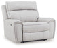 Social Pointe - Power Recliner / Adjustable Headrest - Pearl / Ash