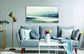 "Serene Horizon" Hand-Embellished Canvas In Frame - Blue / Gray