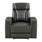 Taddeo - Power Motion Recliner With Power Headrest, USB, Wireless Charger & LED - Dark Gray