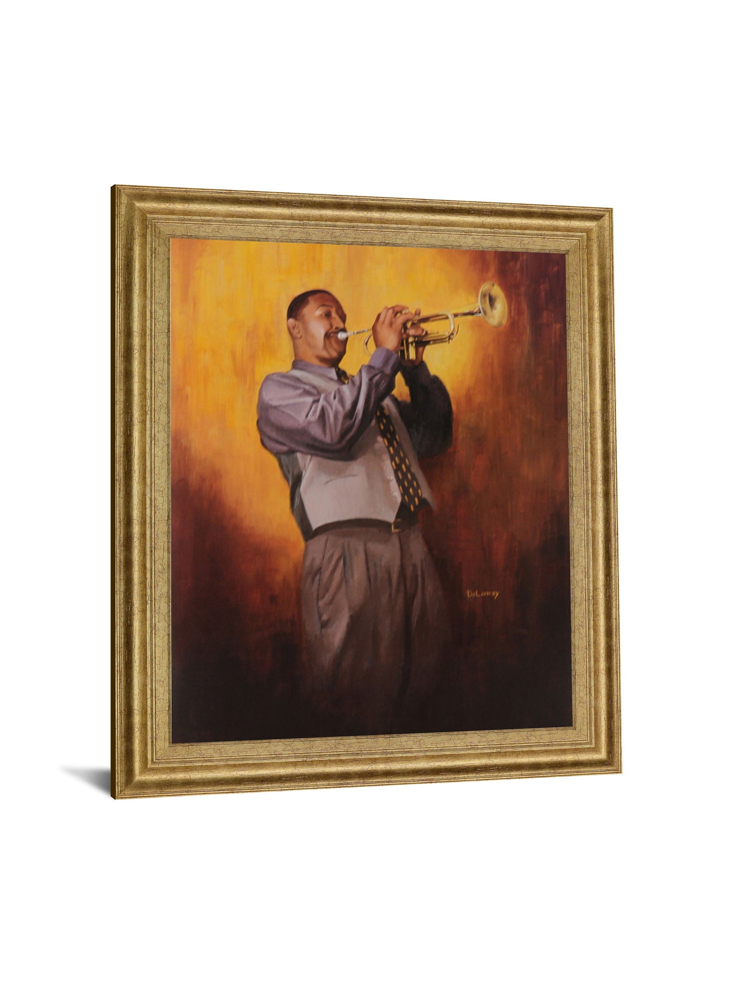 Brass Serenade - 28" x 34" Framed Wall Art - Dark Brown