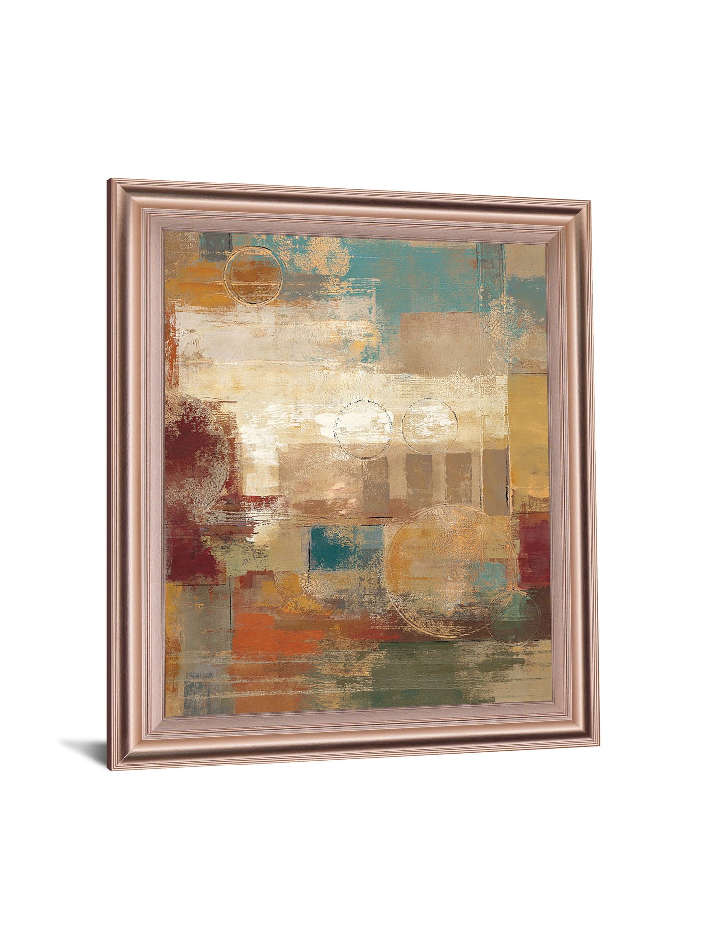 Golden Haze Geometry - 28" x 34" Framed Wall Art - Beige