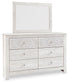 Paxberry - Dresser, Mirror - Medallion Drawer Pulls - Whitewash