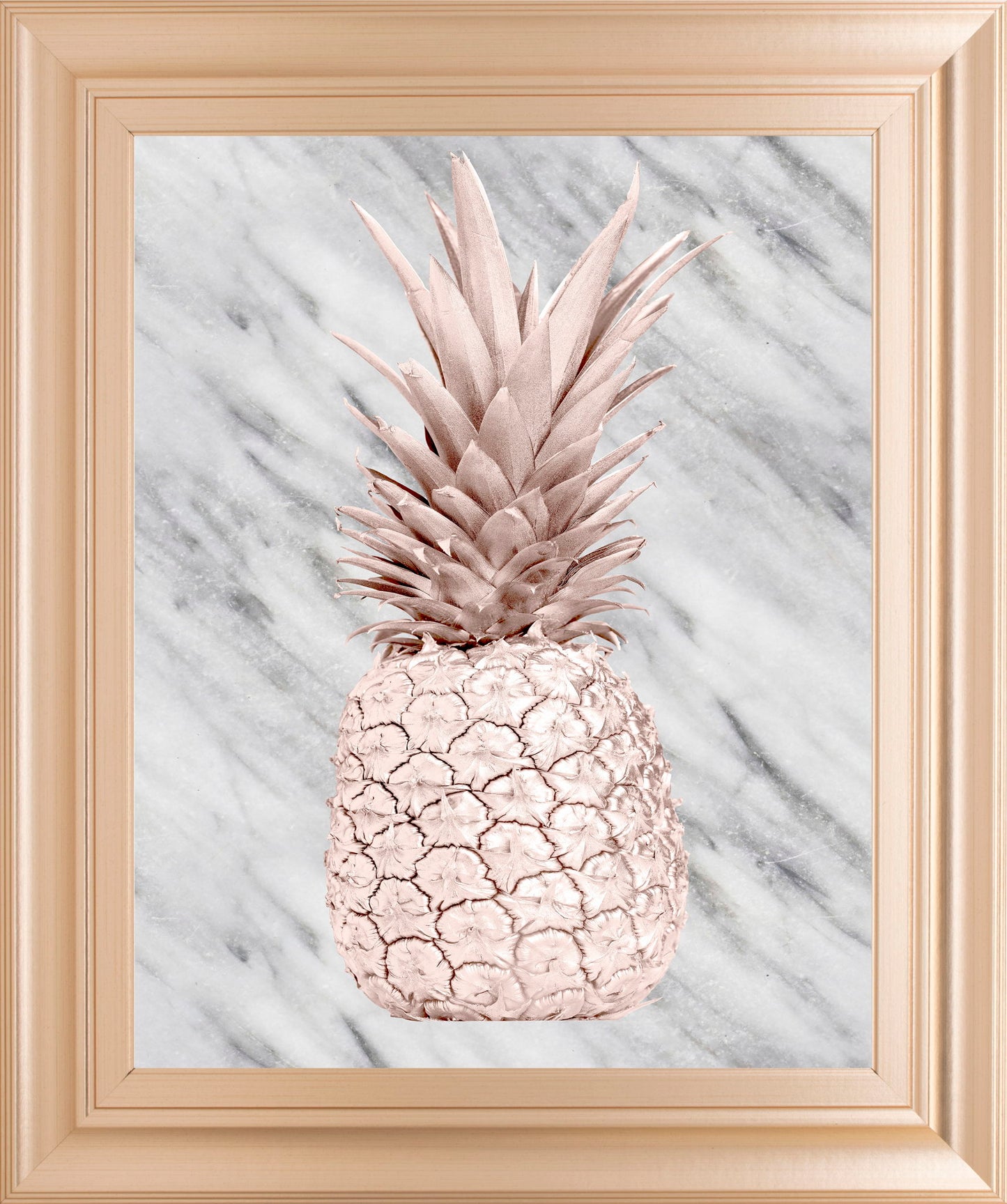 Rose Pineapple On Marble By Nature Magick - Framed Print Wall Art - Beige