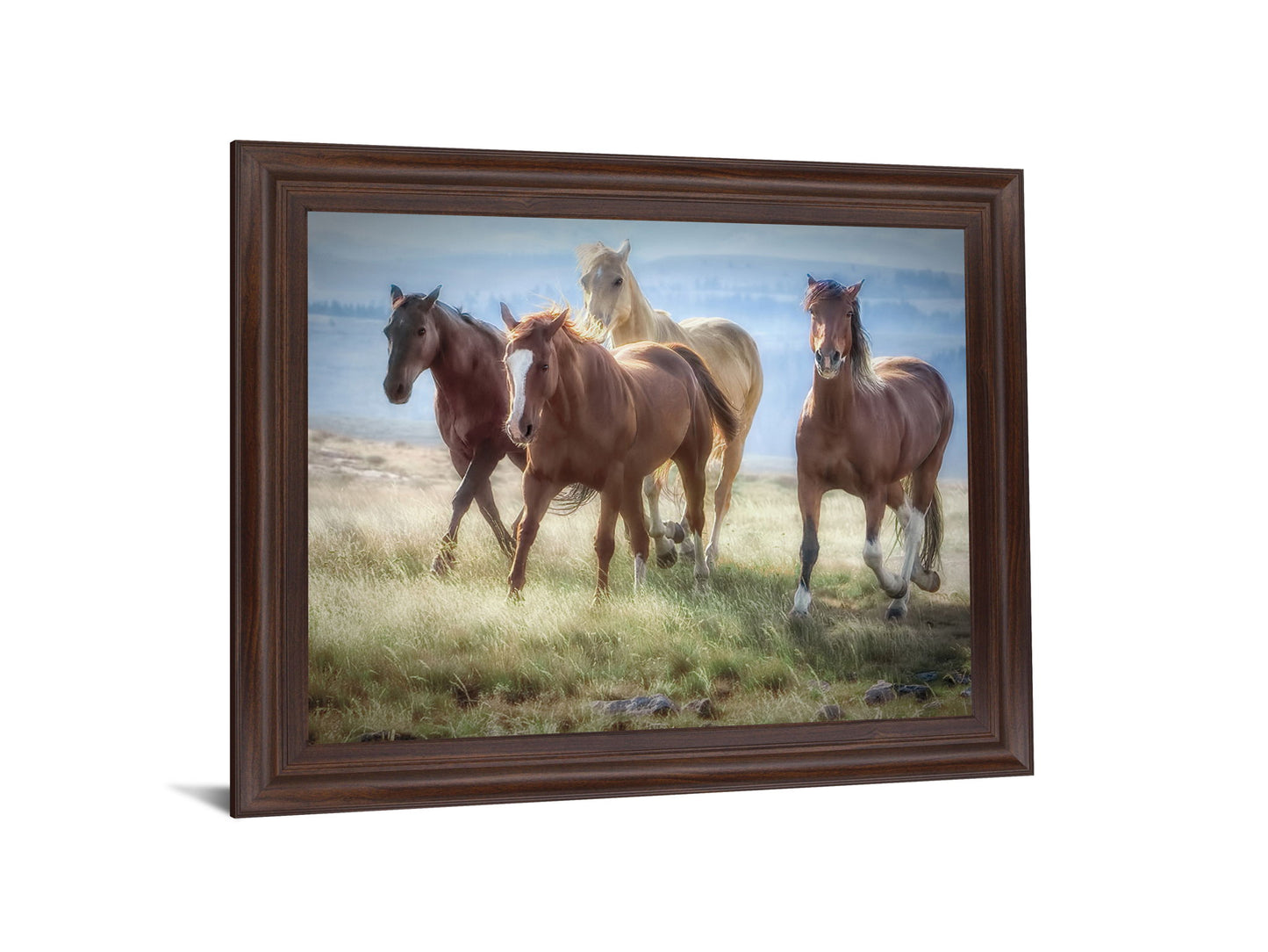 Wild Meadow Gallop - 28" x 34" Framed Wall Art - Light Brown