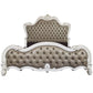 Versailles II - Queen Bed - Vintage Gray Synthetic Leather & Bone White