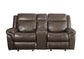 Lydia - Motion Loveseat With USB & Console - Brown Leather Aire