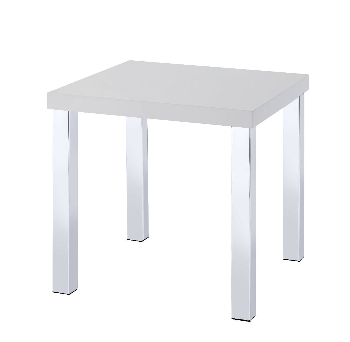 Harta - End Table - White High Gloss & Chrome