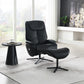 Labonita - Motion Accent Chair With Swivel & Ottoman - Black Top Grain Leather & Black