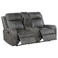 Raelynn - Upholstered Track Arm Motion Loveseat - Gray