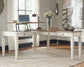 Realyn - L Shaped Desk With Lift Top - White / Brown