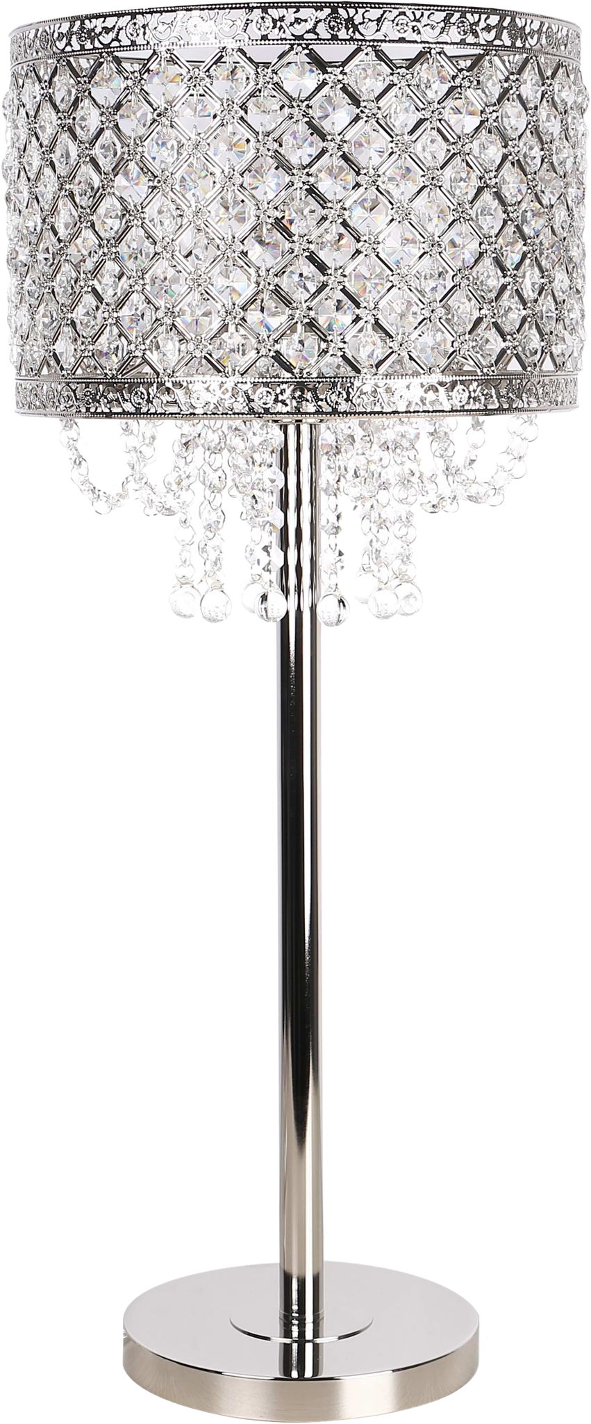 "Crystal Elegance II" Metal Table Lamp (Set of 2) - Polished Nickel / Clear Crystal