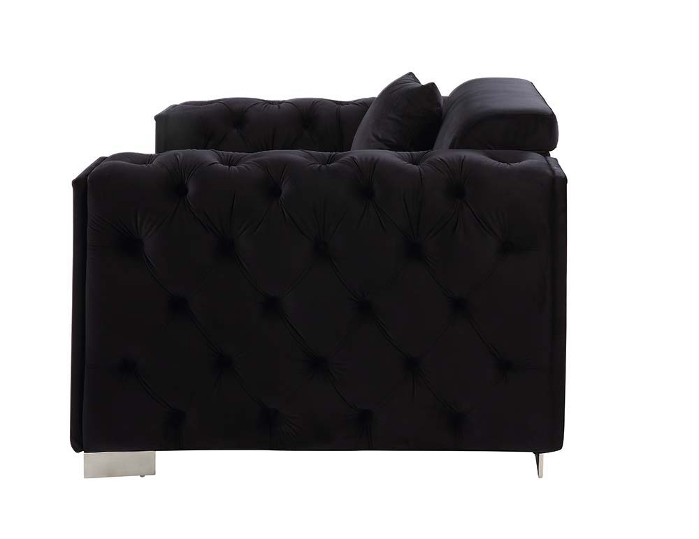 Trislar - Sofa With 4 Pillows Same 52525) - Black Velvet
