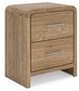 Gramburg - Two Drawer Night Stand - Warm Natural Brown