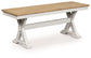 Purlaney - Large Dining Room Bench - Antique White / Natural
