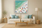 Sunlit Seaside Escape - 48" x 48" Framed Wall Art - Blue