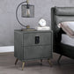Doris - Nightstand With USB & Electric Lock - Gray Top Grain Leather