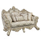 Danae - Loveseat With 5 Pillows - Fabric, Champagne & Gold