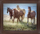 Wild Meadow Gallop - 28" x 34" Framed Wall Art - Light Brown