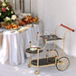 Lacy - Serving Cart - Black Glass & Gold Plated