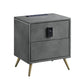 Doris - Nightstand With USB & Electric Lock - Gray Top Grain Leather