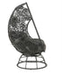 Hikre - Patio Lounge Chair & Side Table - Clear Glass, Charcoal Fabric & Black Wicker