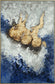 Hand Painted Textured Canvas With Foil In Frame Deepness In Gold - Blue