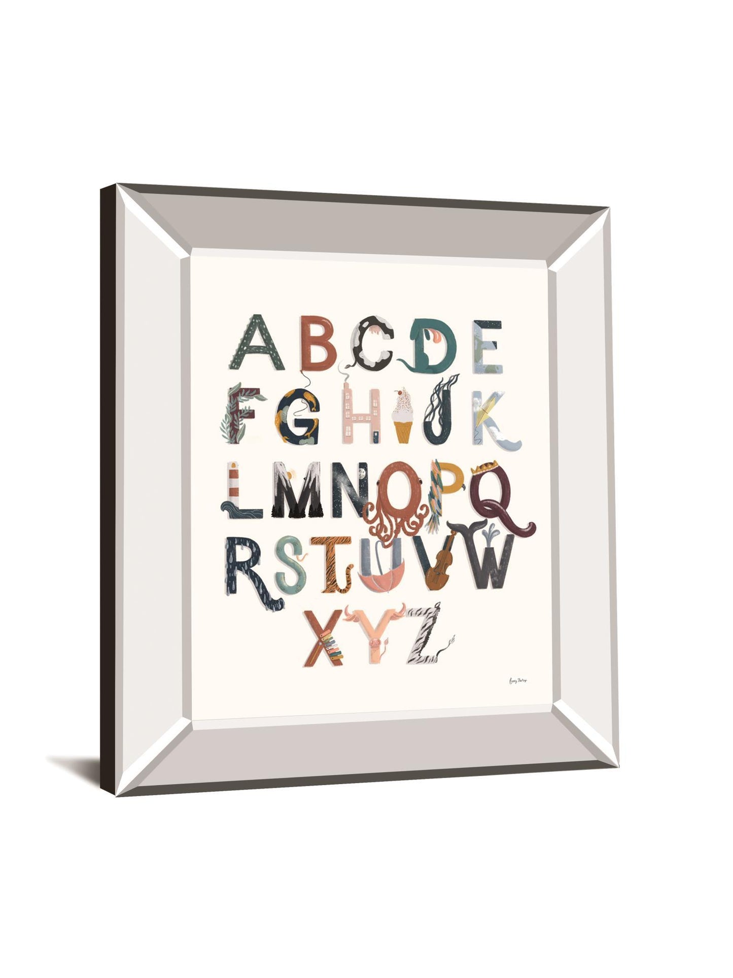 Alphabet A To Z By Becky Thorns - Mirror Framed Print Wall Art - White