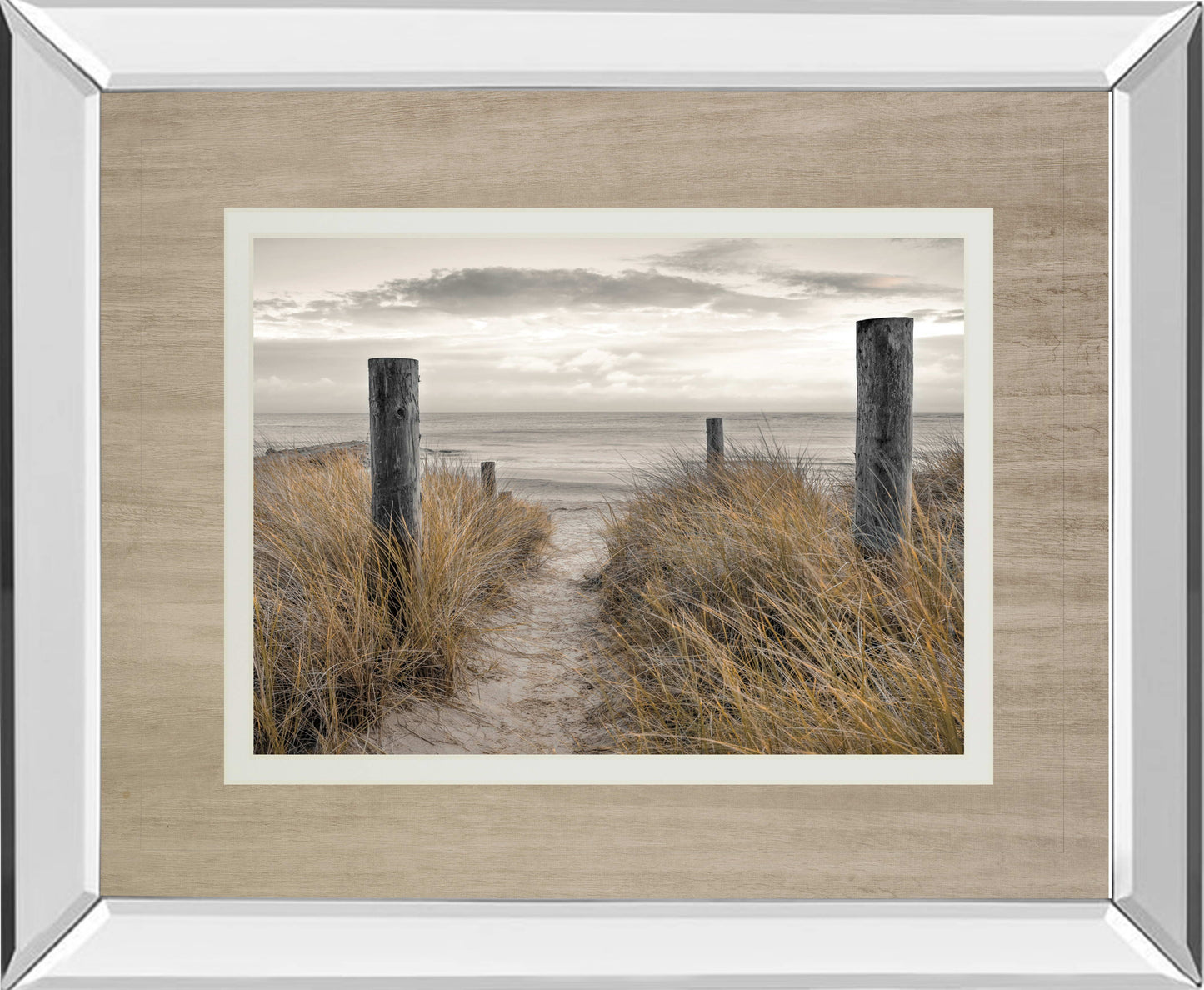 Beach Day By Frank, A. - Mirror Framed Print Wall Art - Dark Brown
