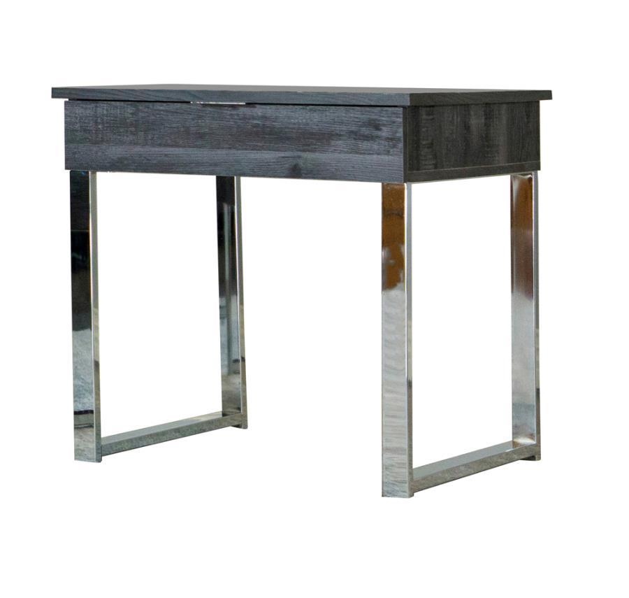 Aldine - Square 1-Drawer End Table - Dark Charcoal And Chrome