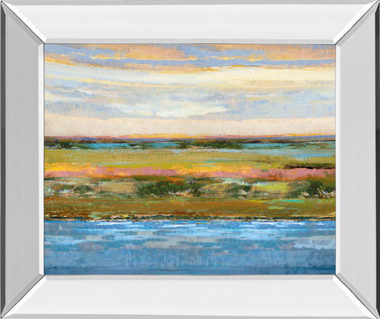 Flatland Contemplation By Mark Chandon - Mirror Framed Print Wall Art - Blue