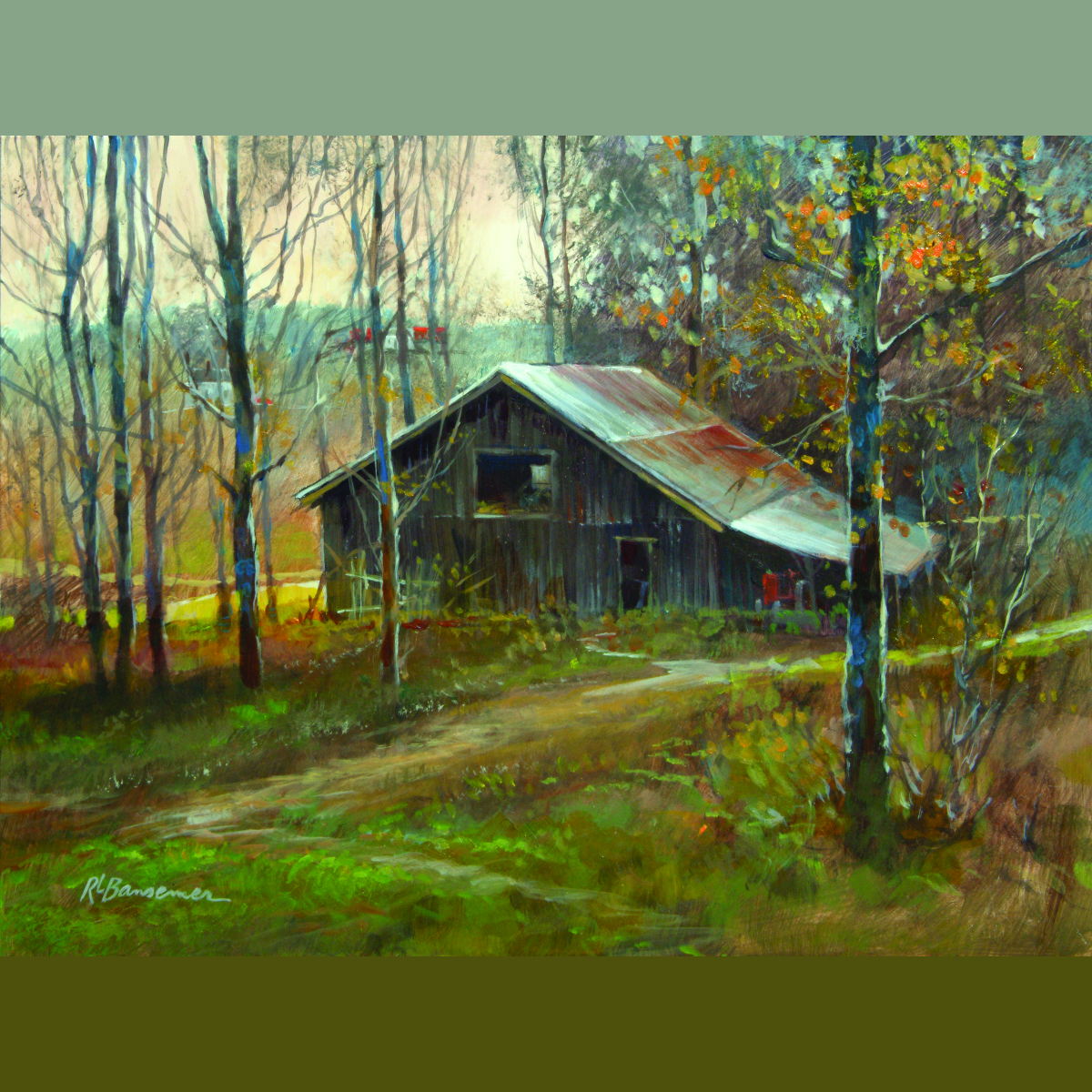 Small - Pinnacle Mountain Barn By Roger Bansemer - Green